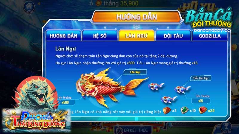 Tính năng trong game đại chiến bắn cá