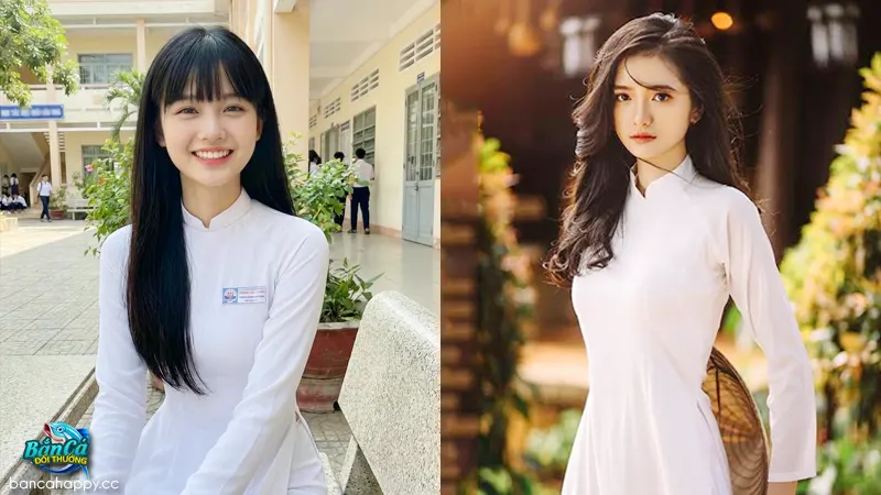 nữ sinh trang phục áo dài học sinh nổi bật